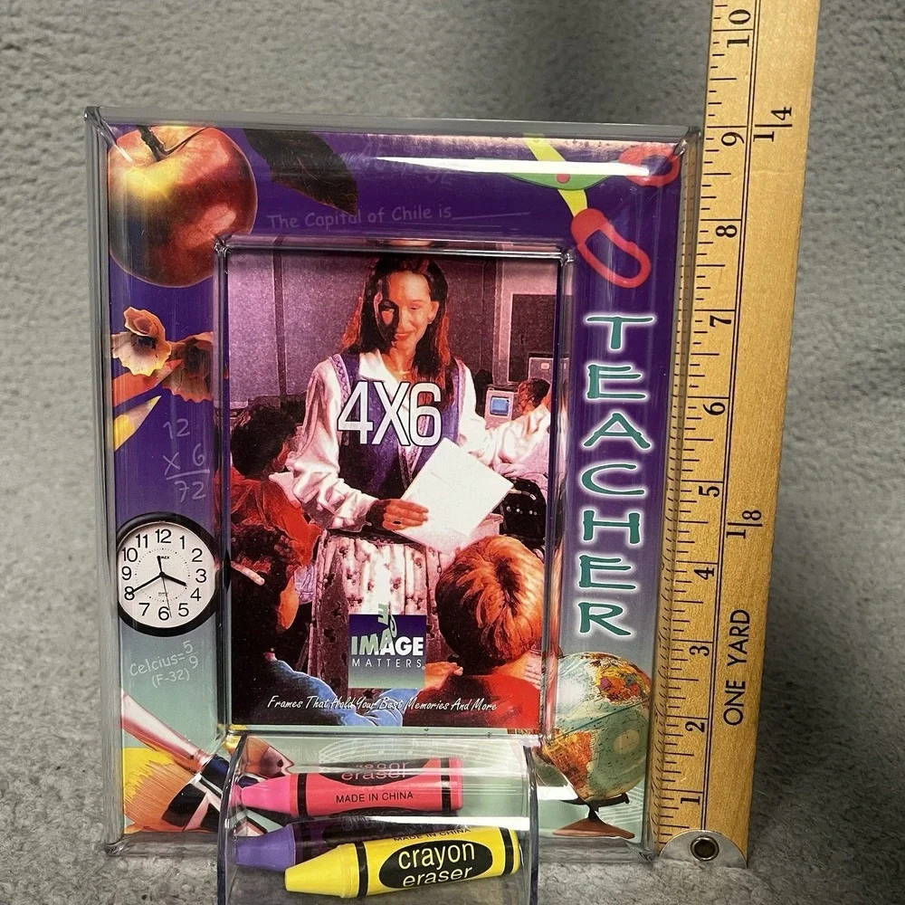 NIB‎ Image Matters Picture Photo Frame Teacher W/ Crayons Made in USA VTG